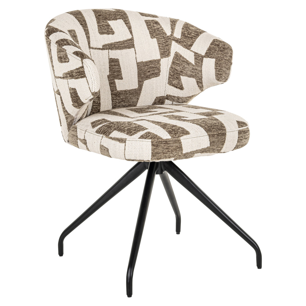 Scaun dining Milly, moss graffic, rotativ