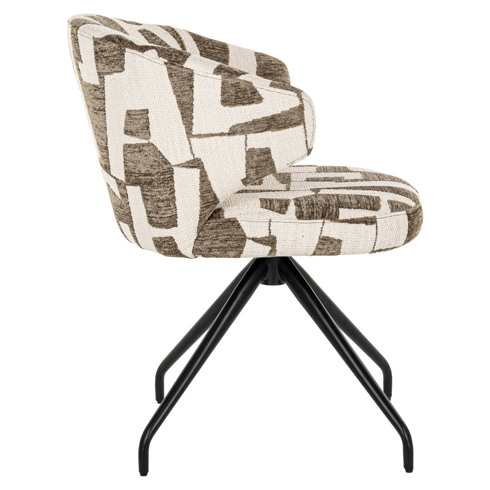 Scaun dining Milly, moss graffic, rotativ