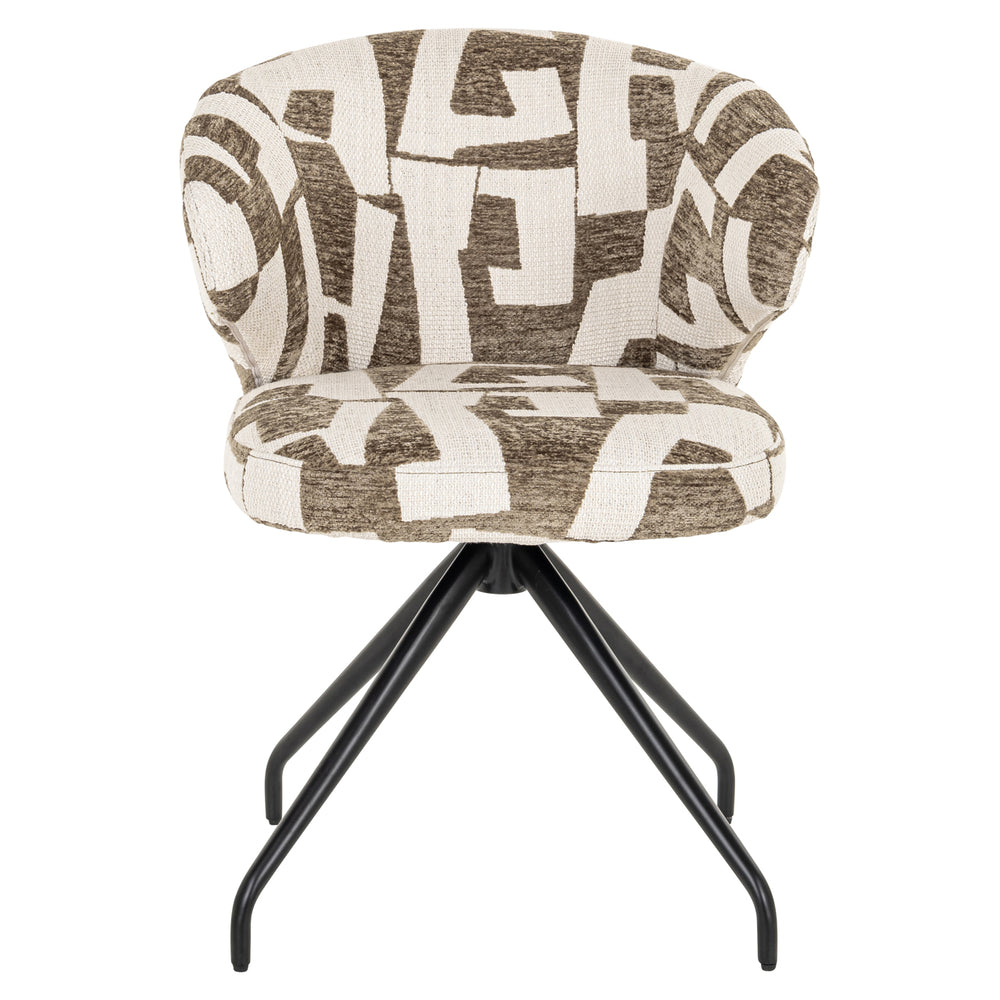Scaun dining Milly, moss graffic, rotativ