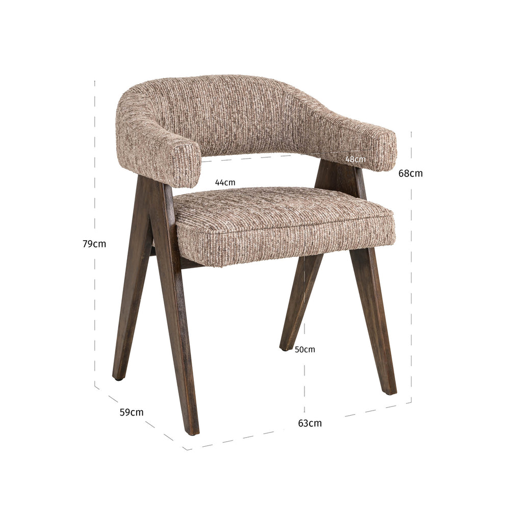 Scaun dining Mori, linear moca, ignifug – desen tehnic cu dimensiuni