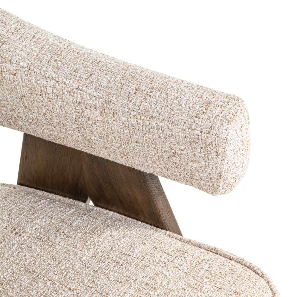 Scaun dining Mori, tweed crem, ignifug