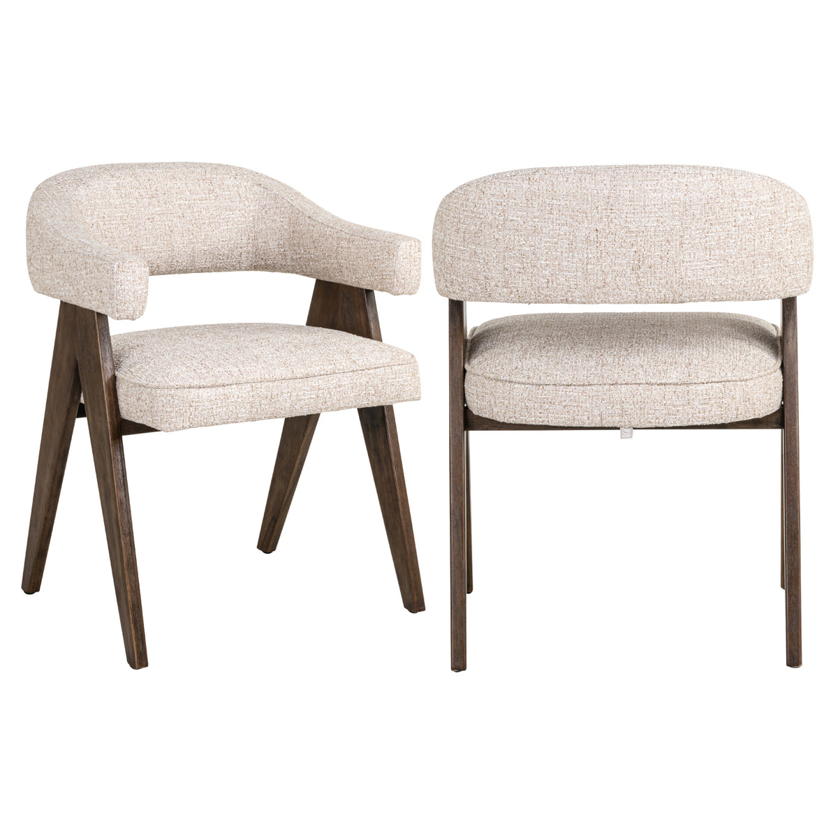Scaun dining Mori, tweed crem, ignifug
