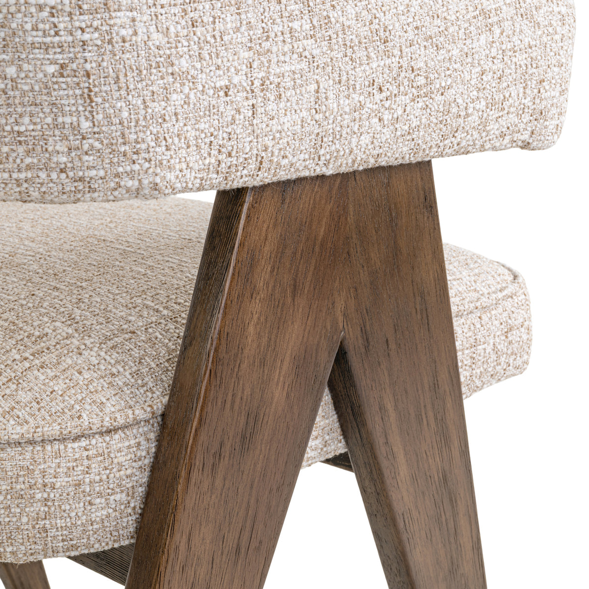 Scaun dining Mori, tweed crem, ignifug