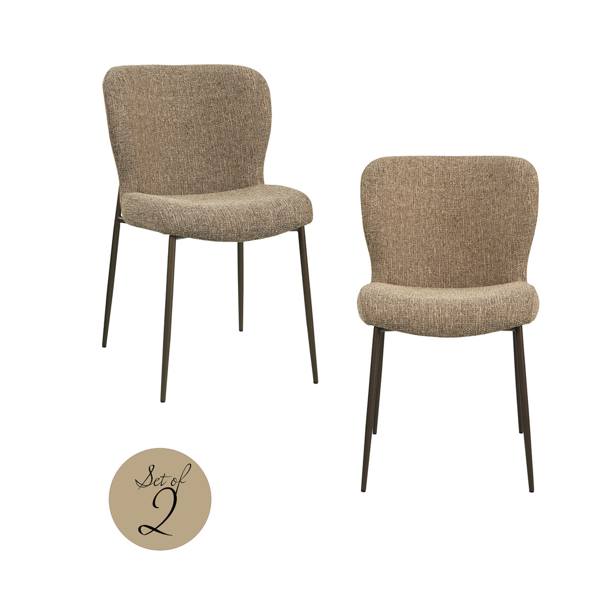Scaun dining Odarby, tweed maro, ignifug (set de 2)