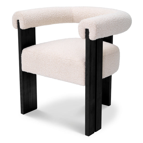 Scaun dining Percy, bouclé crem