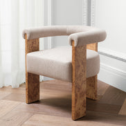 Scaun dining Percy, furnir mappa burl maro deschis, Loki natural