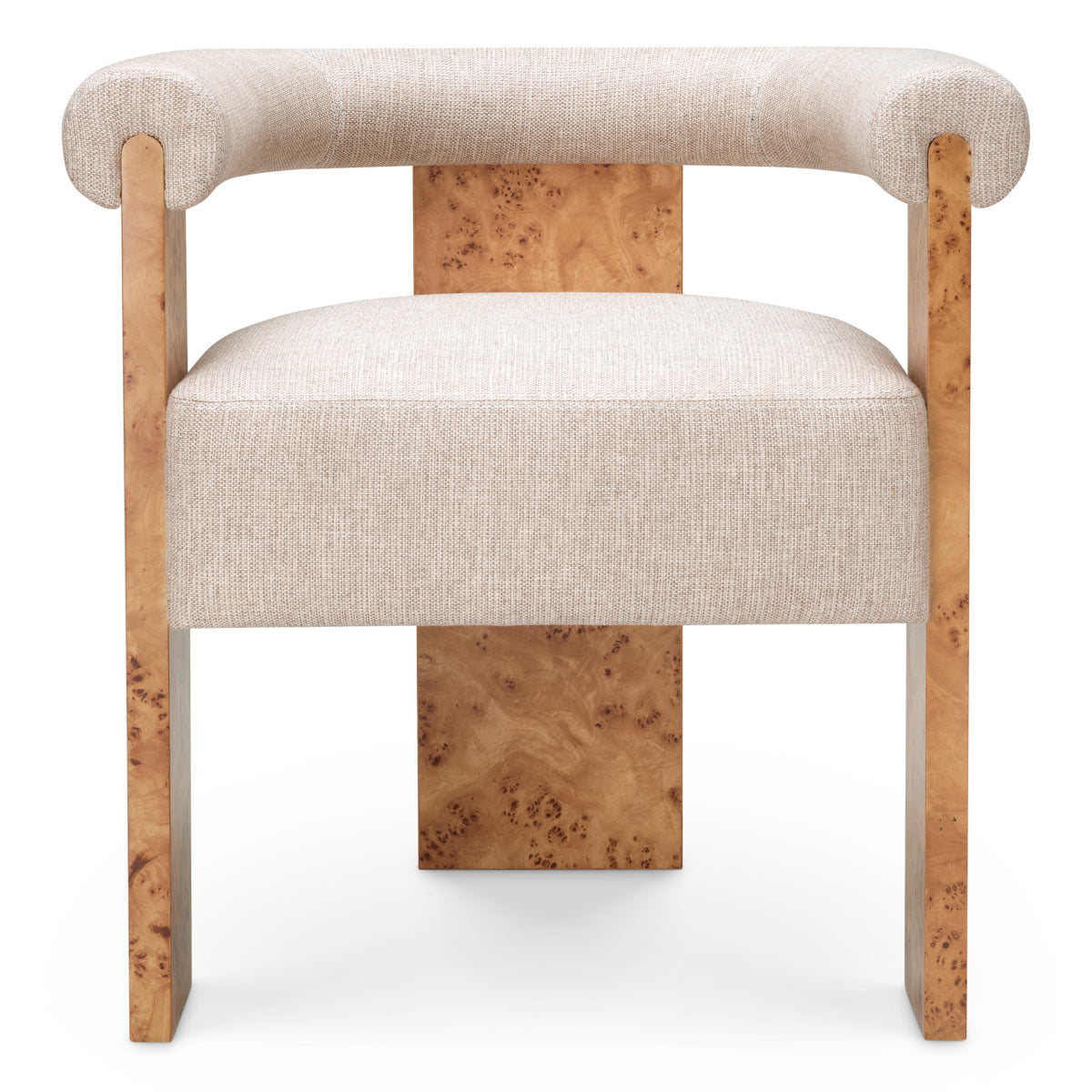 Scaun dining Percy, furnir mappa burl maro deschis, Loki natural