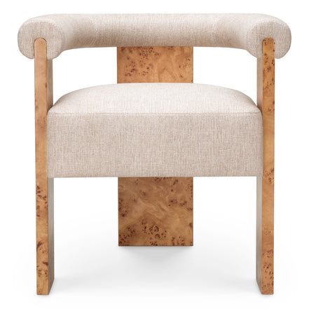 Scaun dining Percy, furnir mappa burl maro deschis, Loki natural