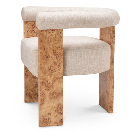 Scaun dining Percy, furnir mappa burl maro deschis, Loki natural