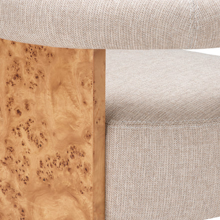 Scaun dining Percy, furnir mappa burl maro deschis, Loki natural