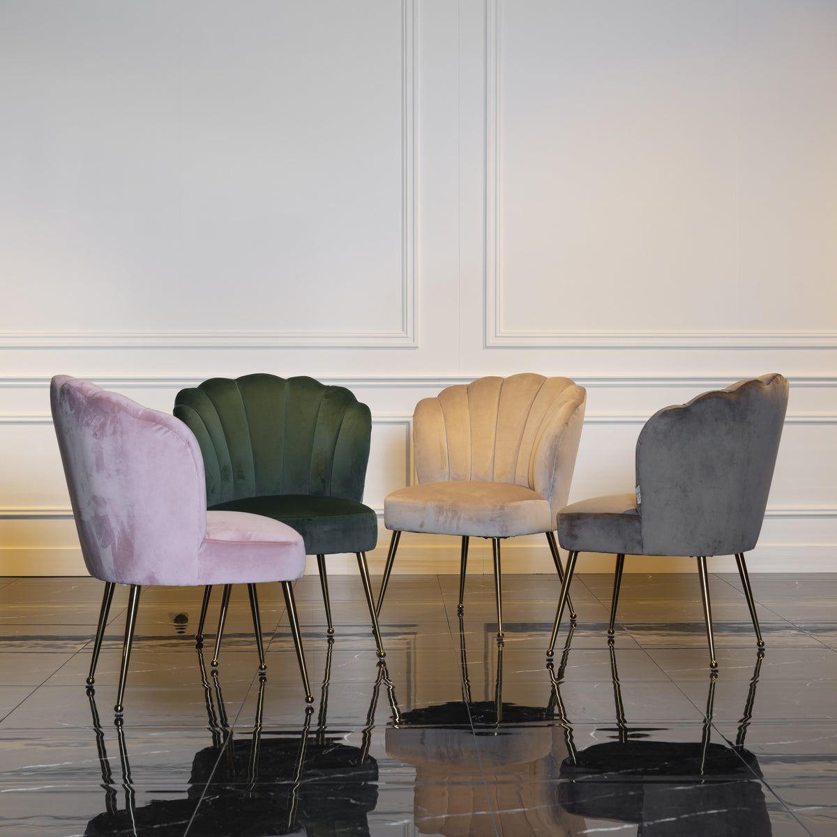 Scaun dining Pippa, catifea kaki – ambient