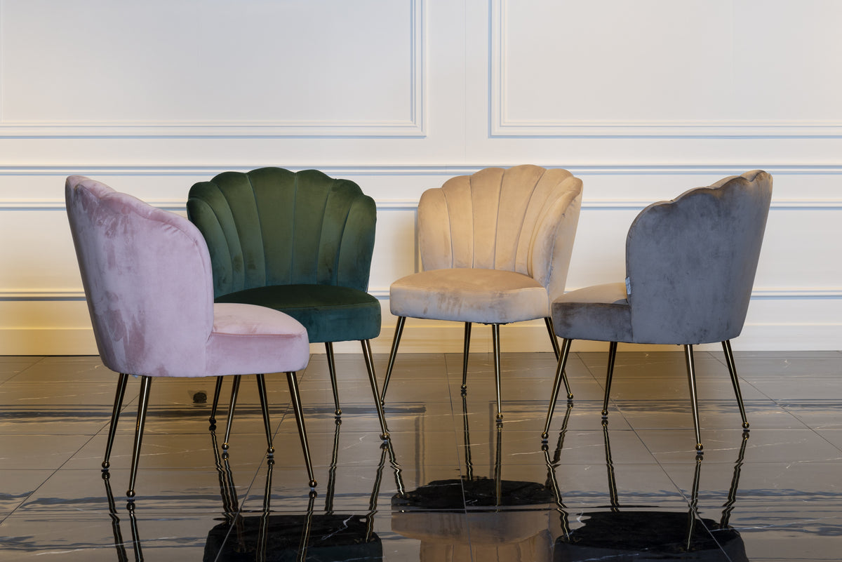 Scaun dining Pippa, catifea kaki – ambient