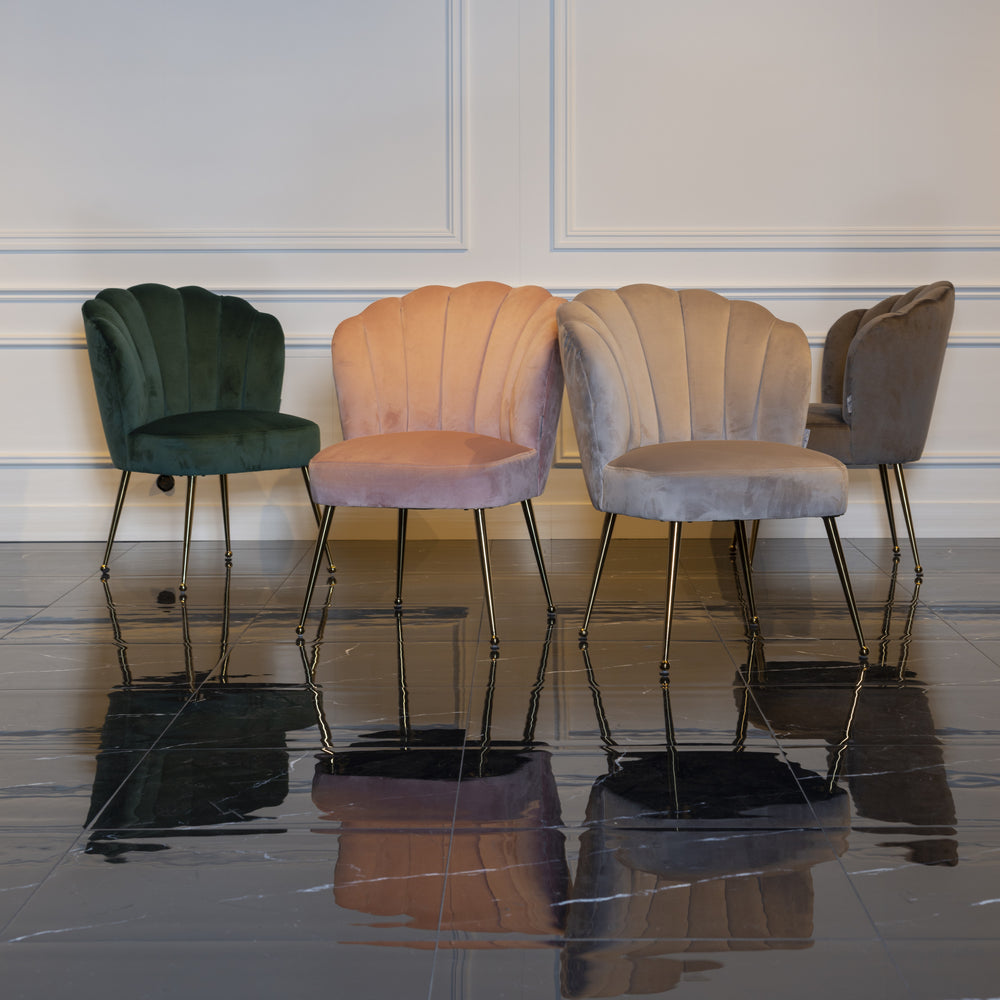 Scaun dining Pippa, catifea kaki – ambient