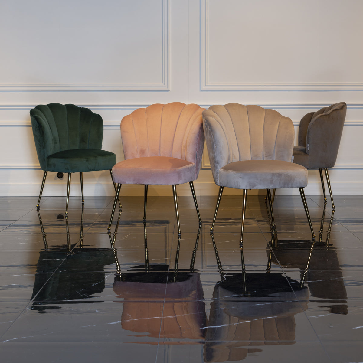 Scaun dining Pippa, catifea kaki – ambient