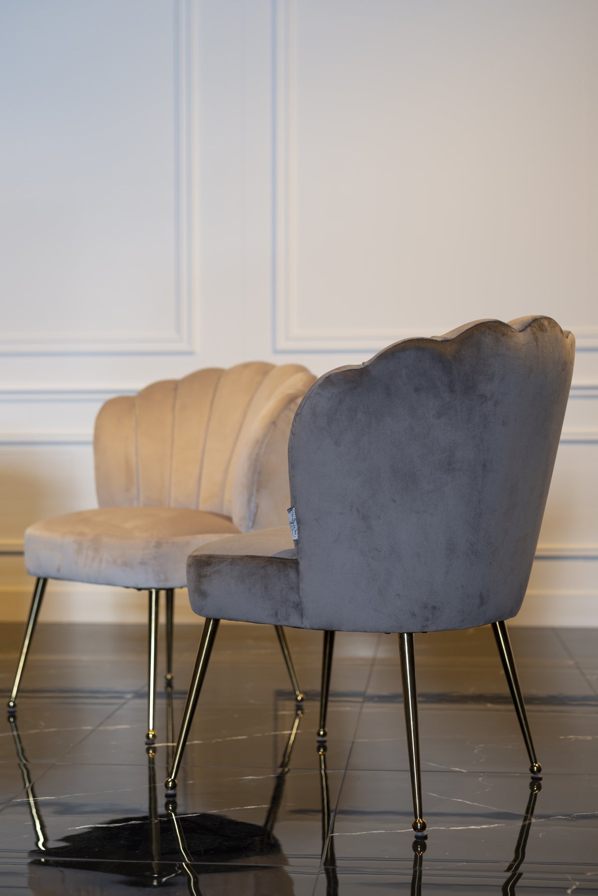 Scaun dining Pippa, catifea kaki – ambient