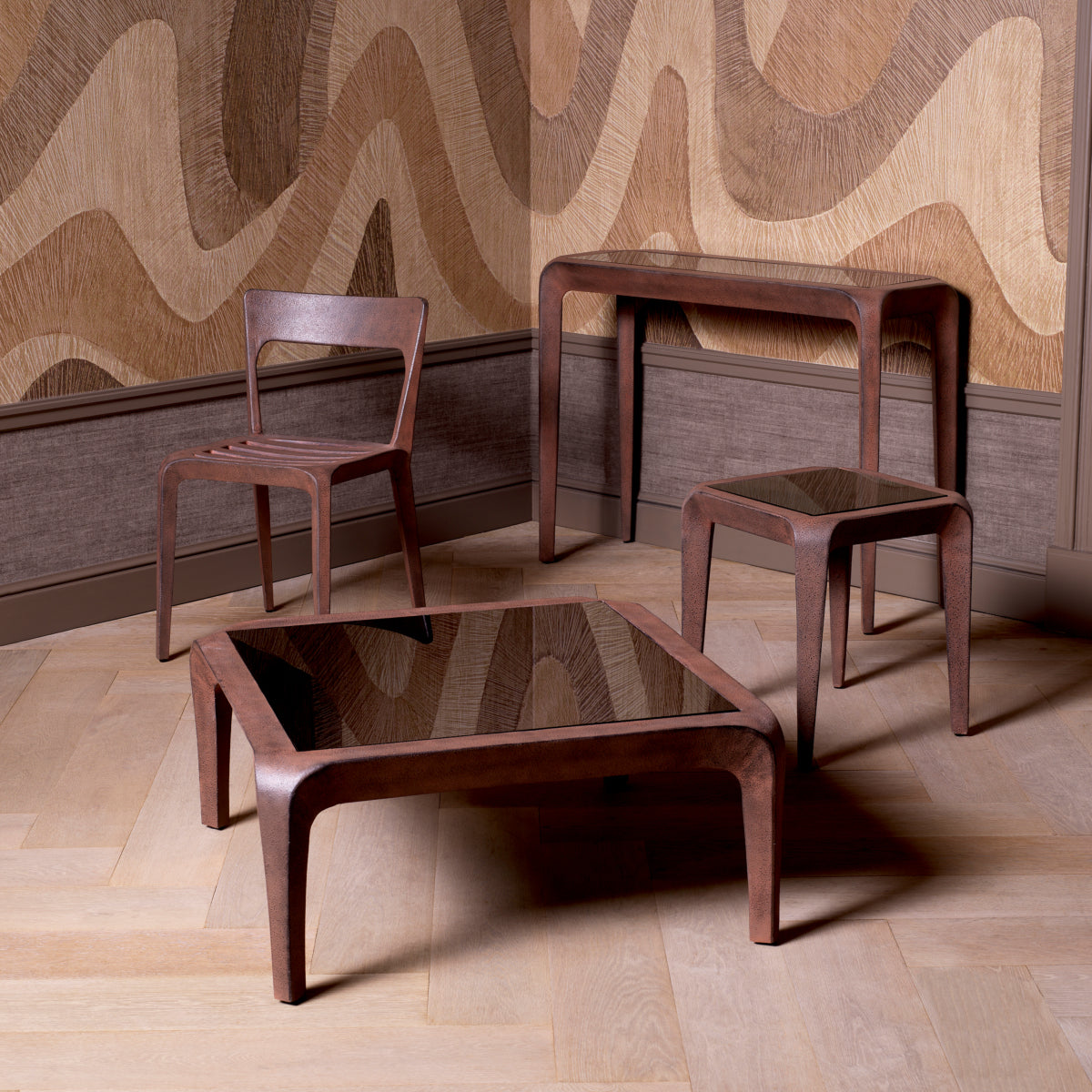 Scaun dining Quentin, aspect oxidat