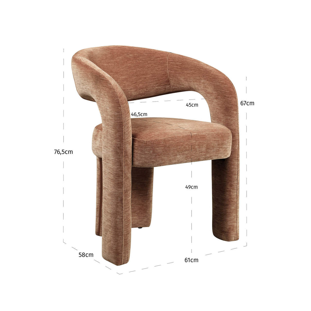 Scaun dining Soho, Be straight mocha mousse – desen tehnic cu dimensiuni