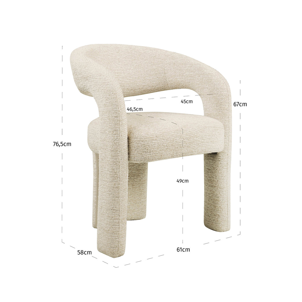 Scaun dining Soho, linear natural, ignifug – desen tehnic cu dimensiuni