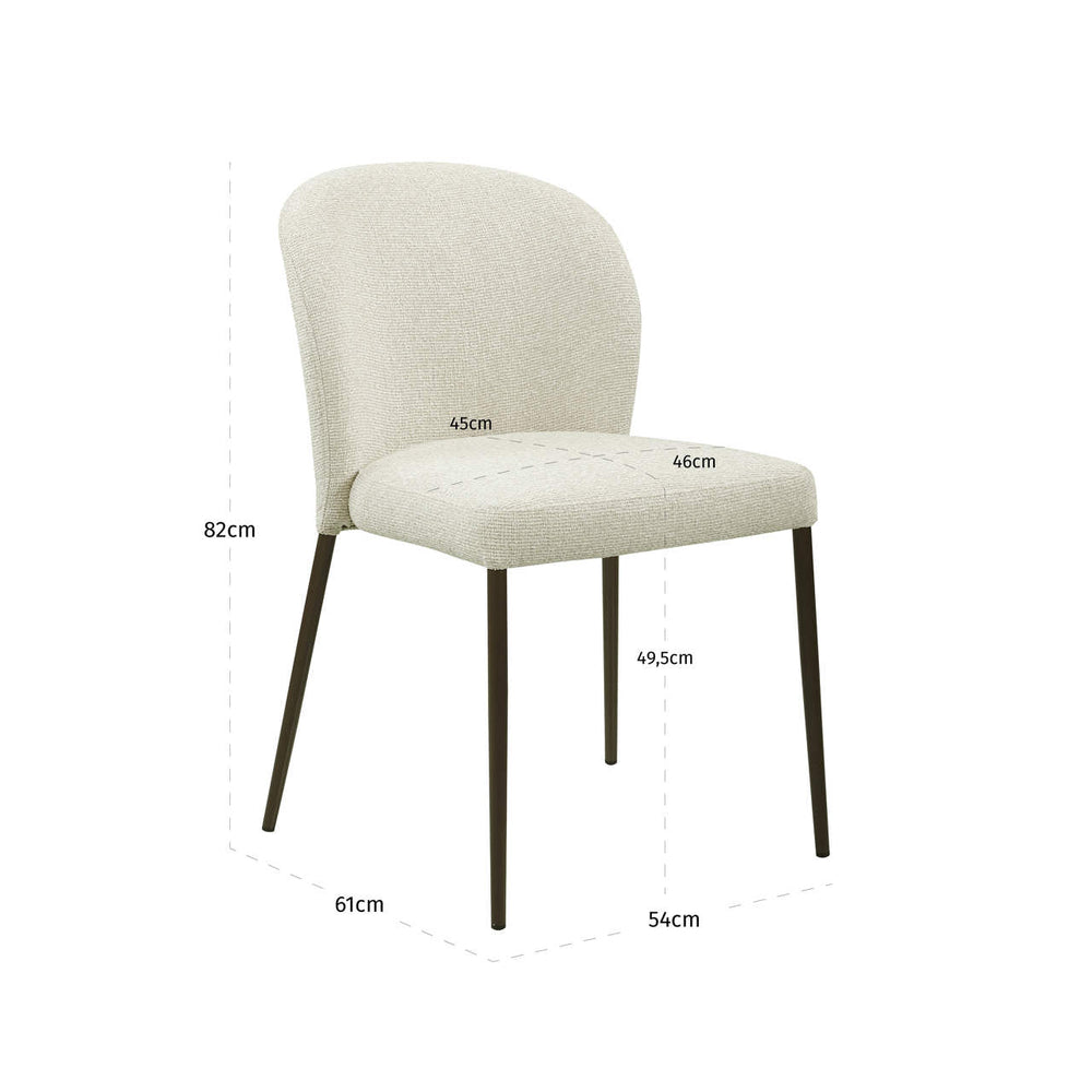 Scaun dining Stacker, biscotti, ignifug (set de 2) – desen tehnic cu dimensiuni