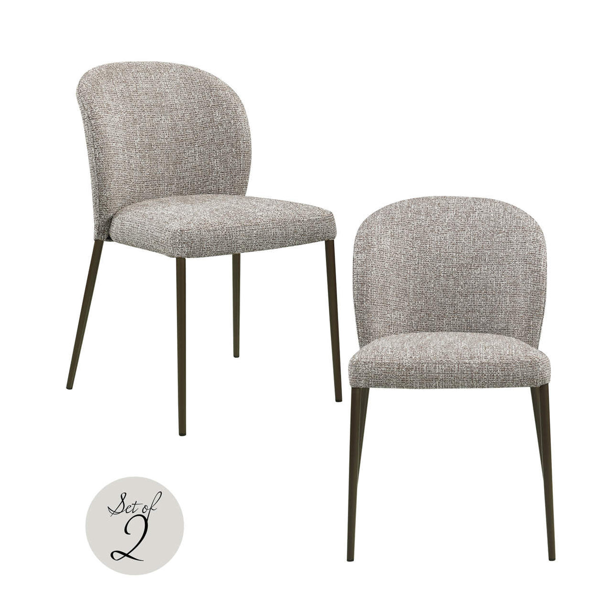 Scaun dining Stacker, tweed pământiu, ignifug (set de 2)