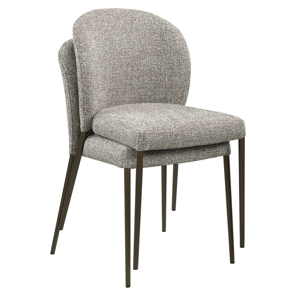 Scaun dining Stacker, tweed pământiu, ignifug (set de 2)