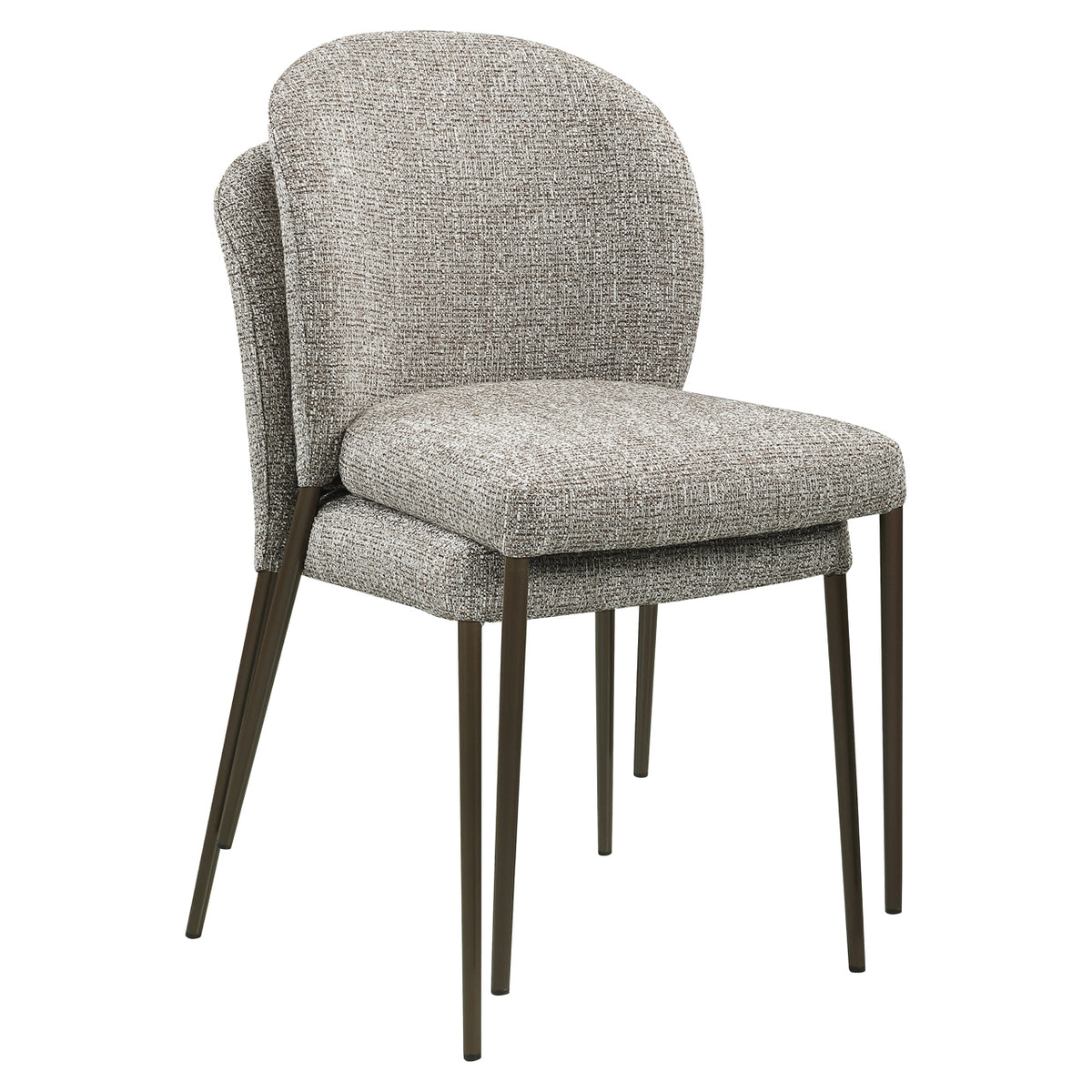 Scaun dining Stacker, tweed pământiu, ignifug (set de 2)