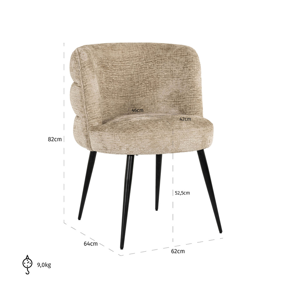 Scaun dining Stella, desert fusion, ignifug – desen tehnic cu dimensiuni