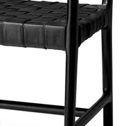 Scaun dining Tiberio cu brațe, piele neagră, negru clasic