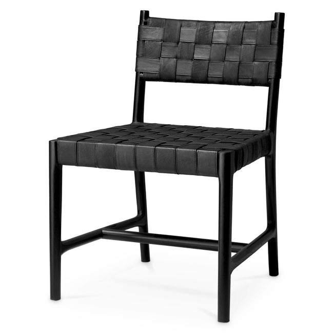 Scaun dining Tiberio, piele neagră, negru clasic