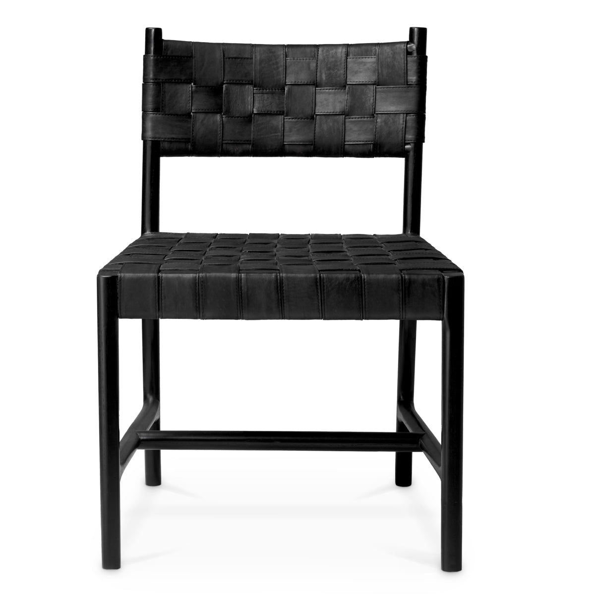 Scaun dining Tiberio, piele neagră, negru clasic