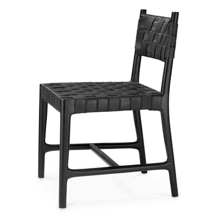 Scaun dining Tiberio, piele neagră, negru clasic