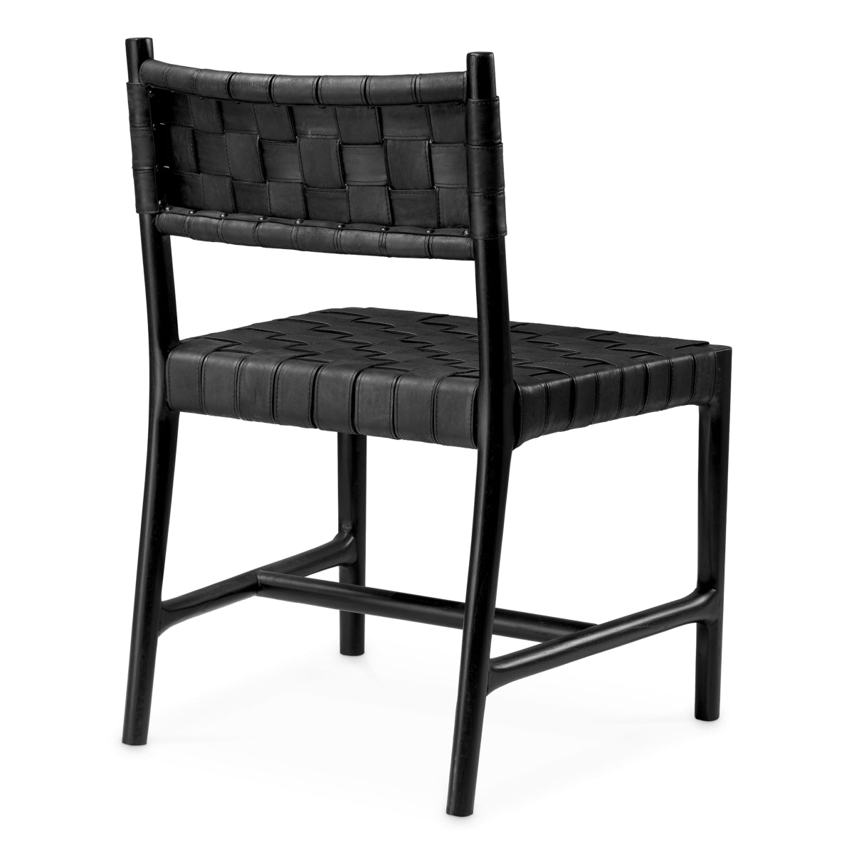 Scaun dining Tiberio, piele neagră, negru clasic