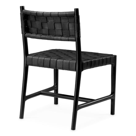 Scaun dining Tiberio, piele neagră, negru clasic