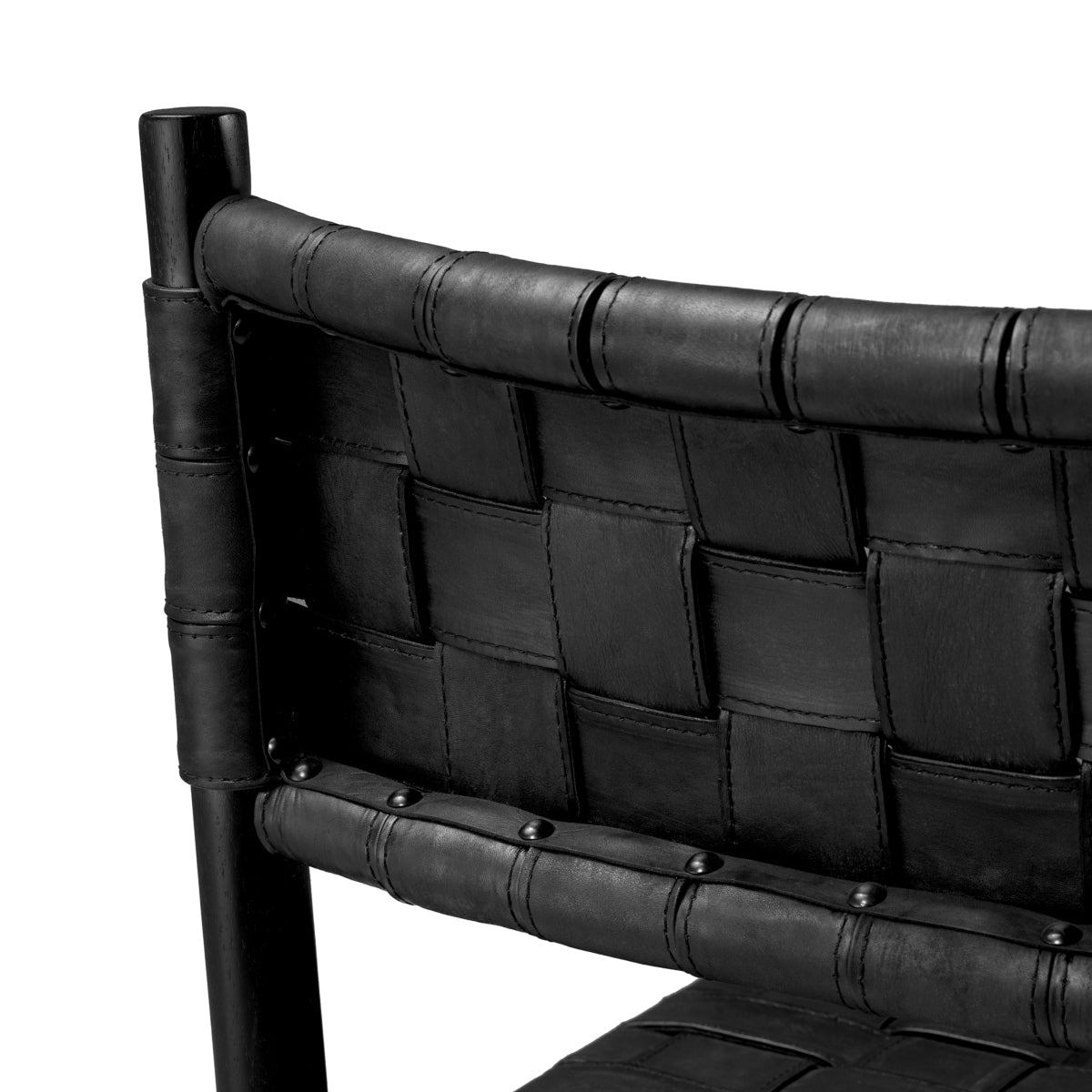 Scaun dining Tiberio, piele neagră, negru clasic