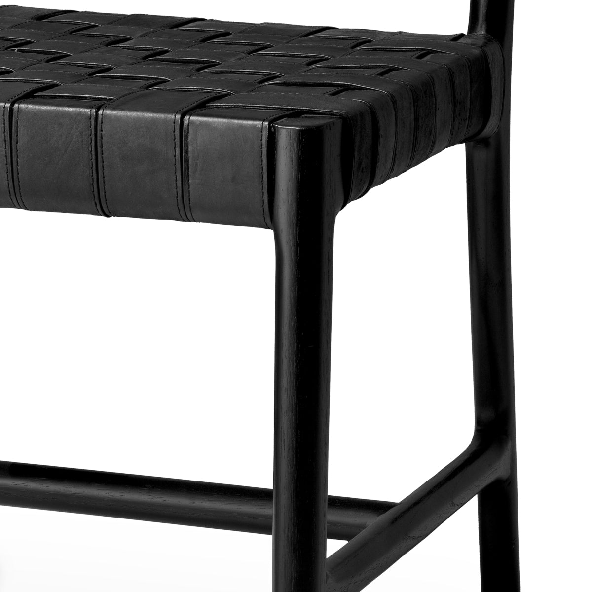 Scaun dining Tiberio, piele neagră, negru clasic