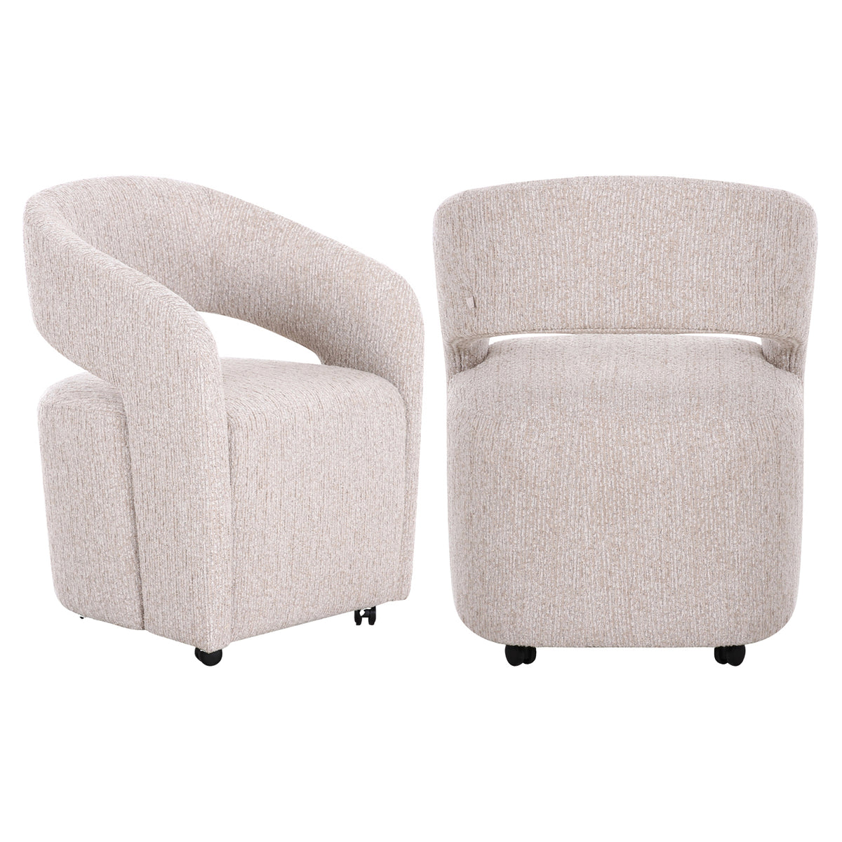 Scaun dining Vixen, natural linear, cu roți