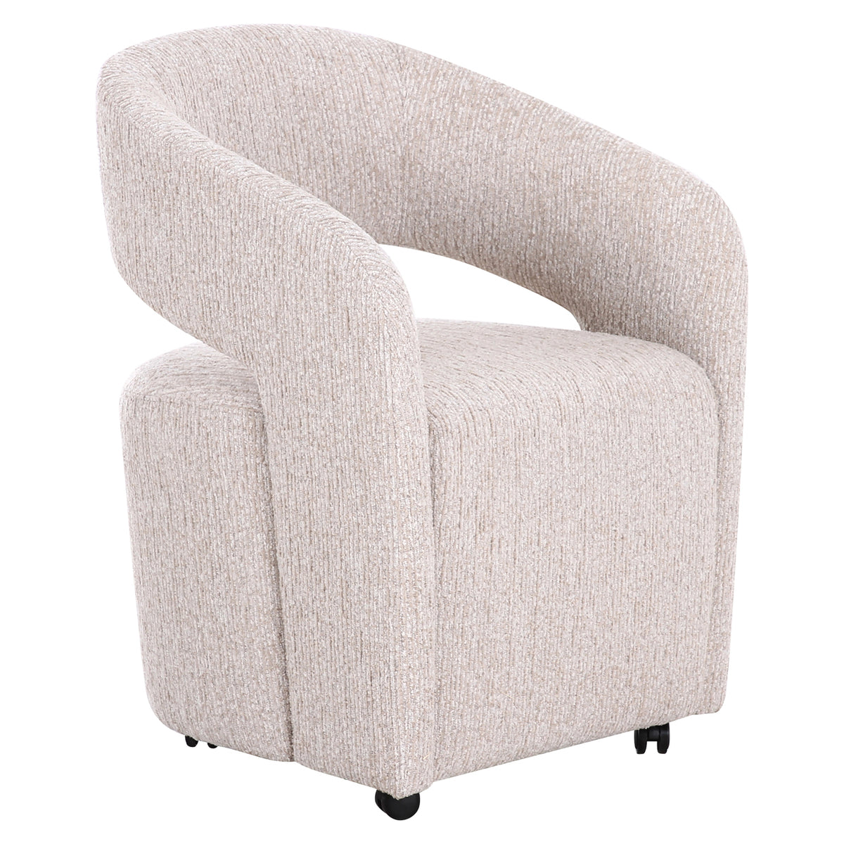Scaun dining Vixen, natural linear, cu roți