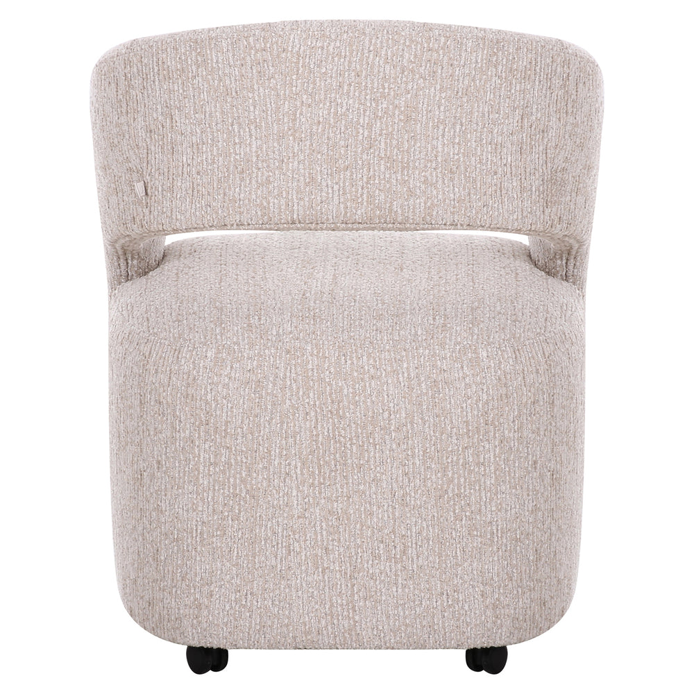 Scaun dining Vixen, natural linear, cu roți