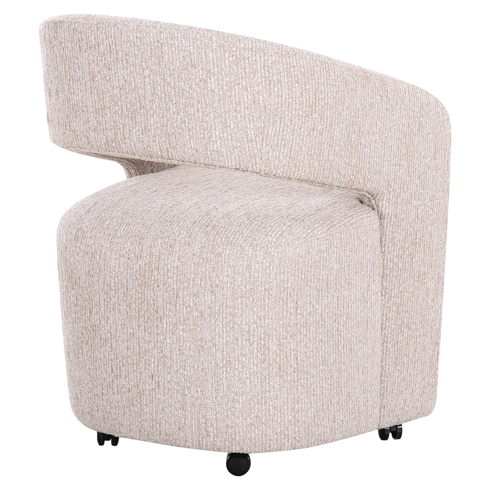 Scaun dining Vixen, natural linear, cu roți
