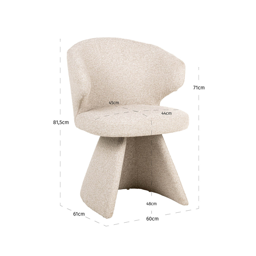Scaun dining Zenith, biscotti – desen tehnic cu dimensiuni