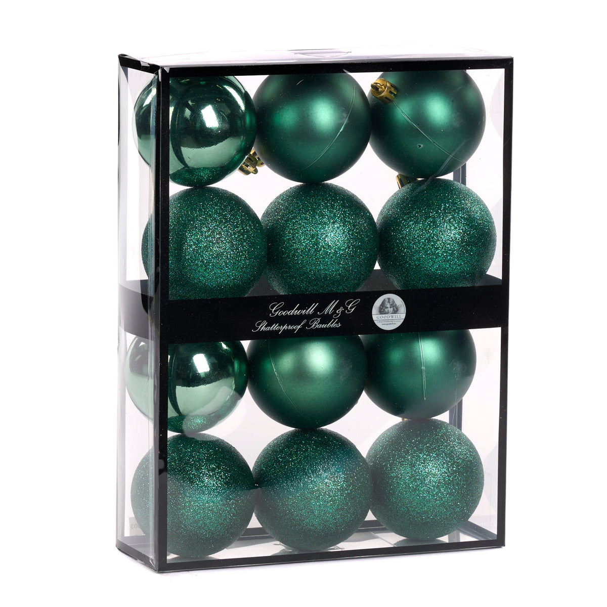 Set 12 globuri inspargibile în finisaje mixte, verde/albastru, 7 cm