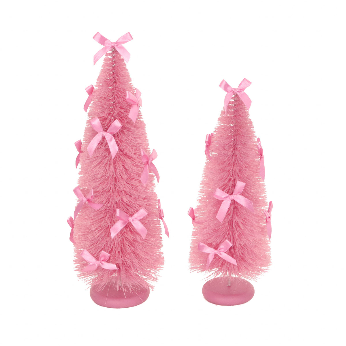 Set 2 brăduți cu ace și funde, roz, 31/26 cm