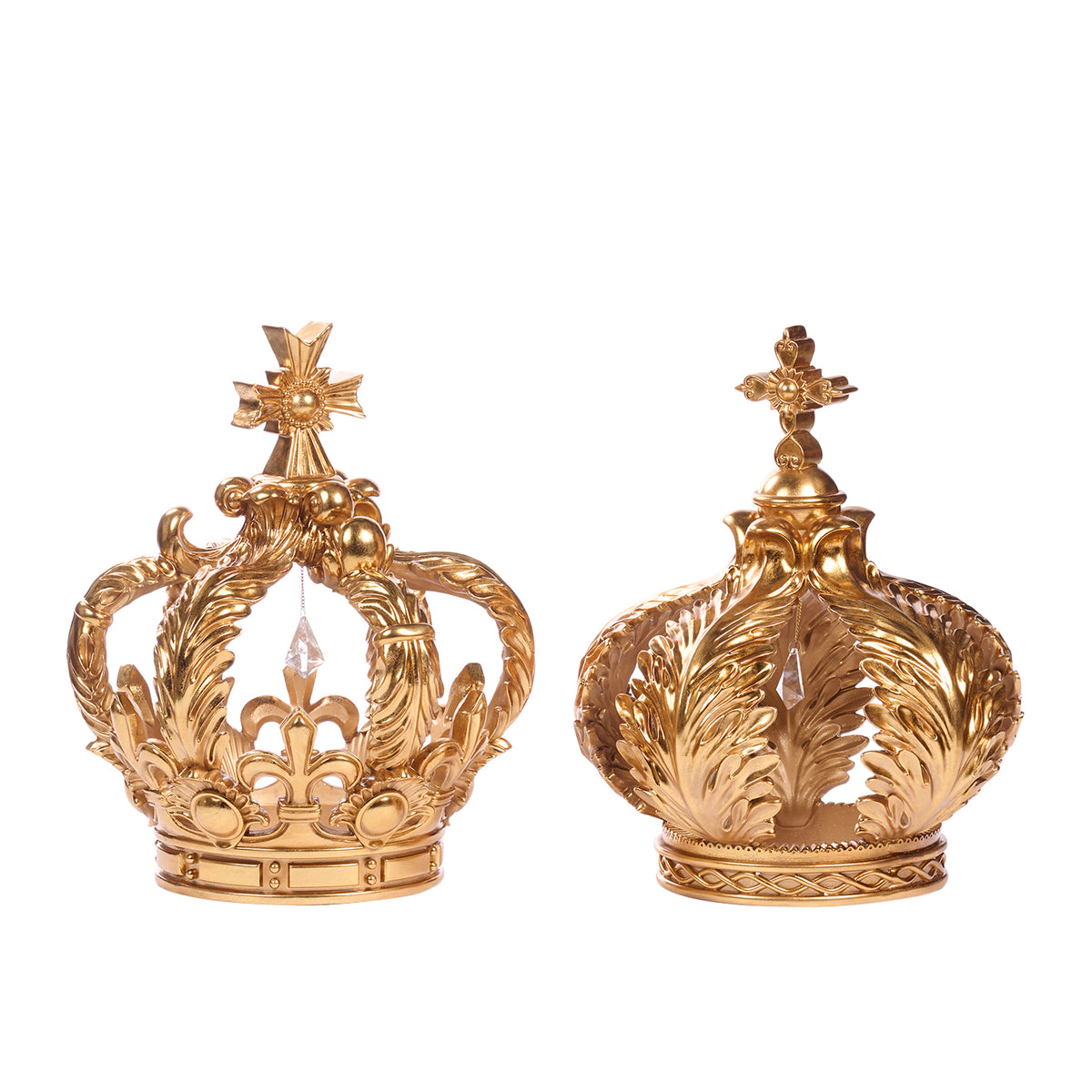 Set 2 coroane ornamentale deschise de expunere, auriu, 80 cm