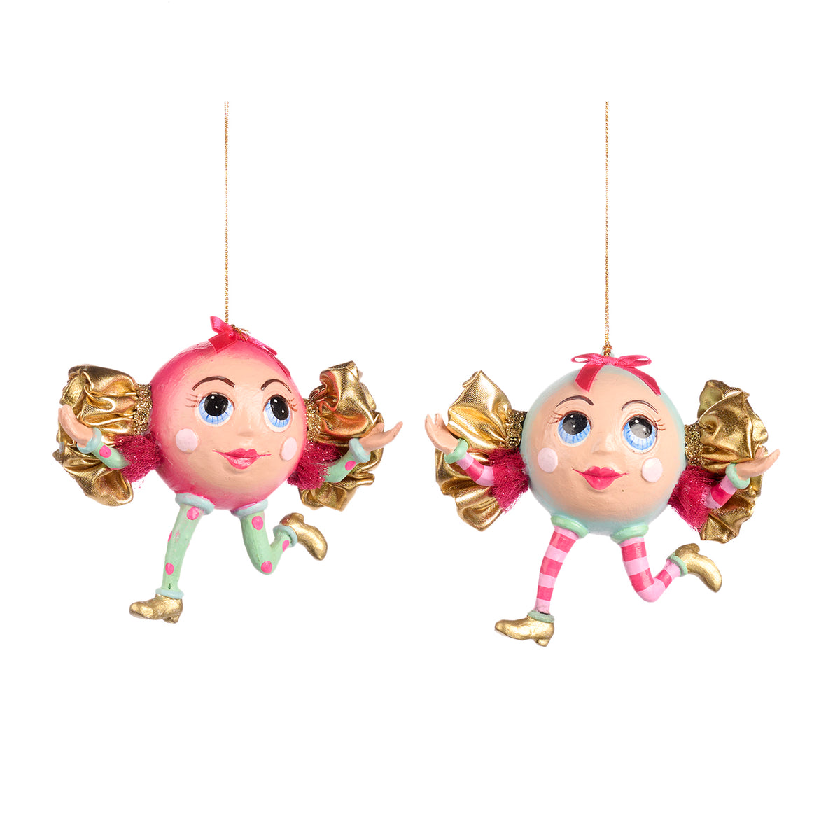Set 2 ornamente bomboane ambalate, roz/albastru, 13 cm