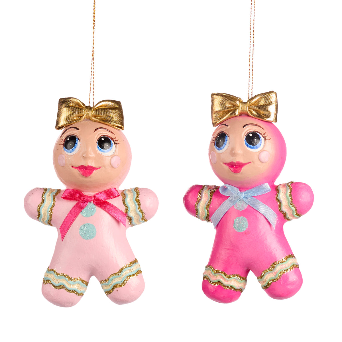 Set 2 ornamente în formă de turtă dulce, roz, 15 cm