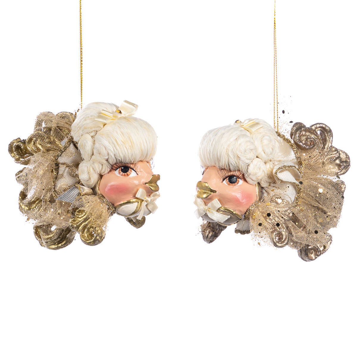 Set 2 ornamente pește-doamnă barocă, auriu, 13 cm