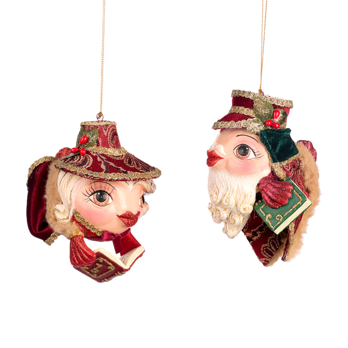 Set 2 ornamente pești-balon colindători, burgund, 19 cm