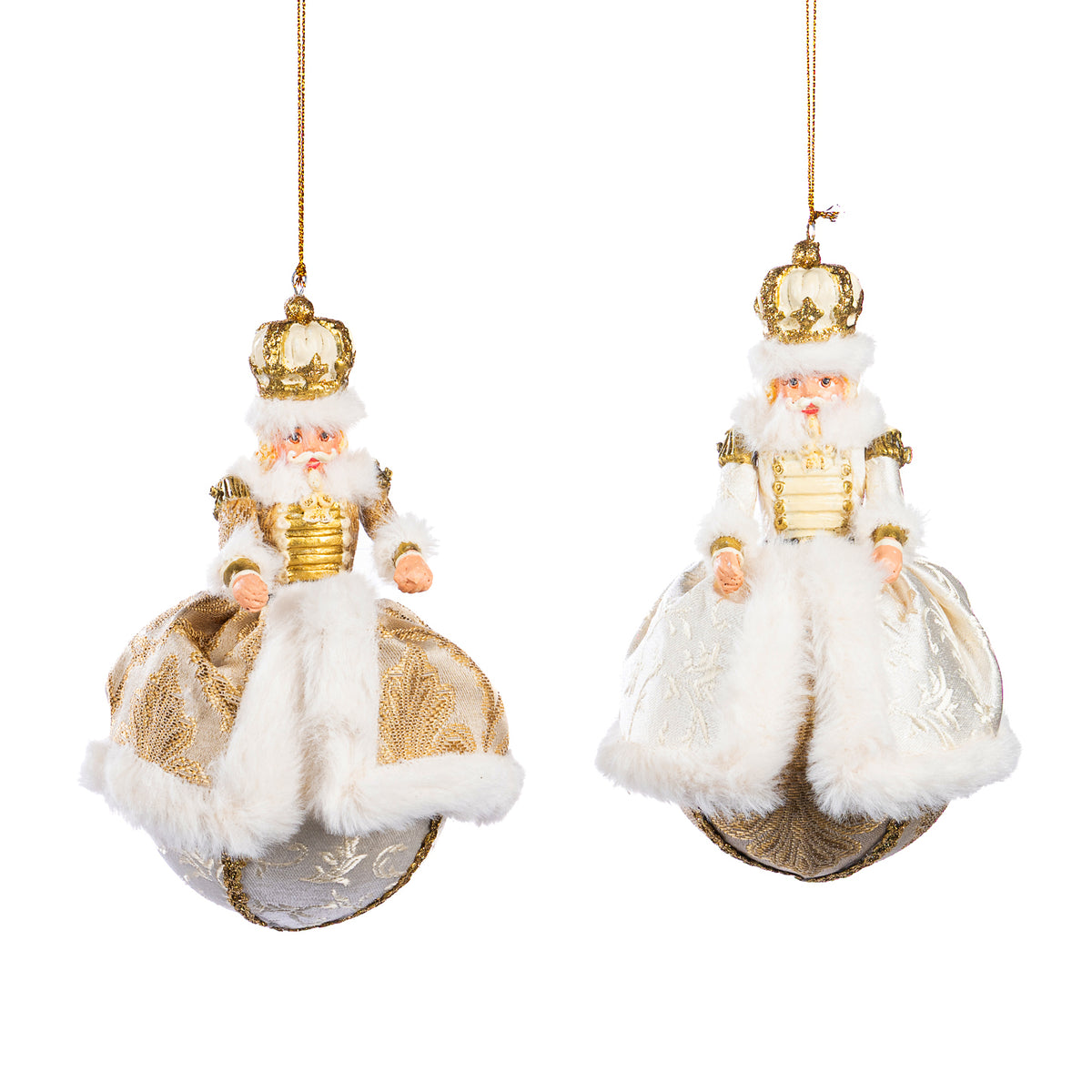Set 2 ornamente spărgători de nuci baroci pe glob, auriu, 16,5 cm