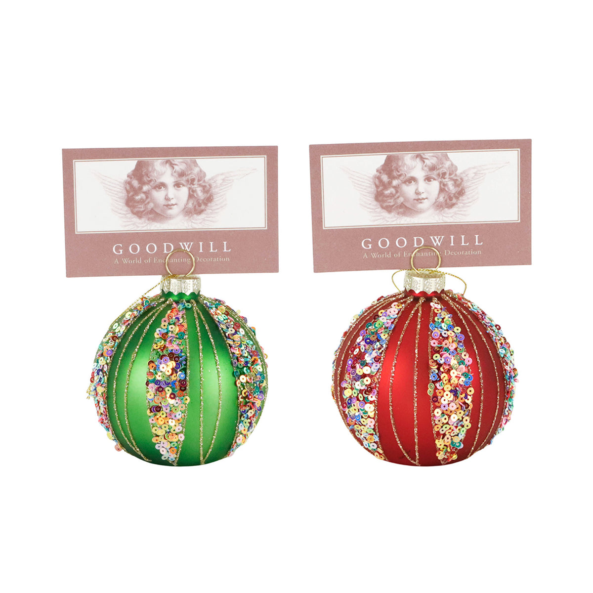 Set 2 suporturi pentru cartonaș din sticlă, cu glob în dungi, multicolor, 8 cm