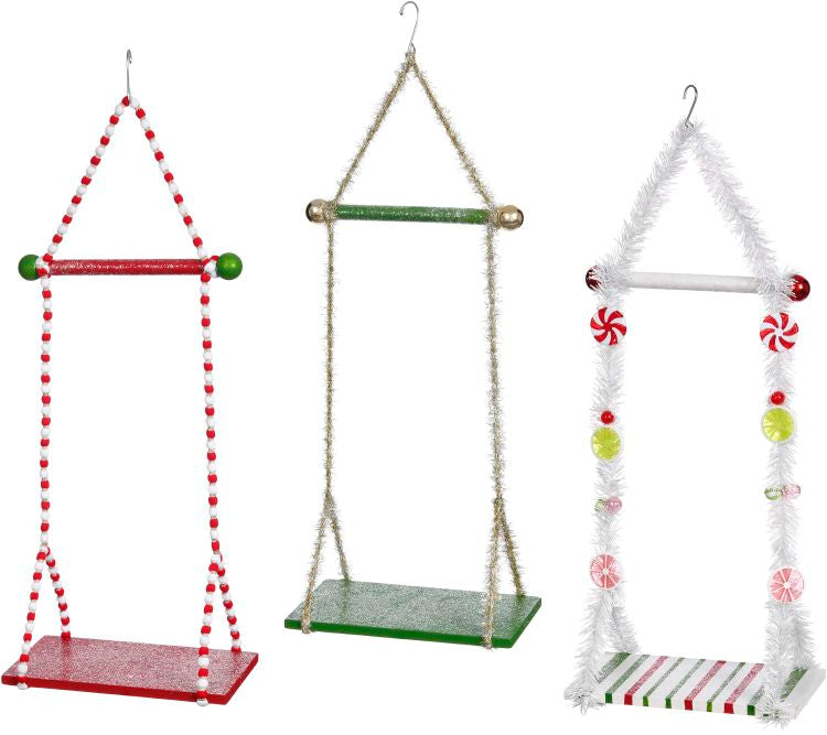 Set 3 leagăne mici cu doi spiriduși, 25 x 61 cm